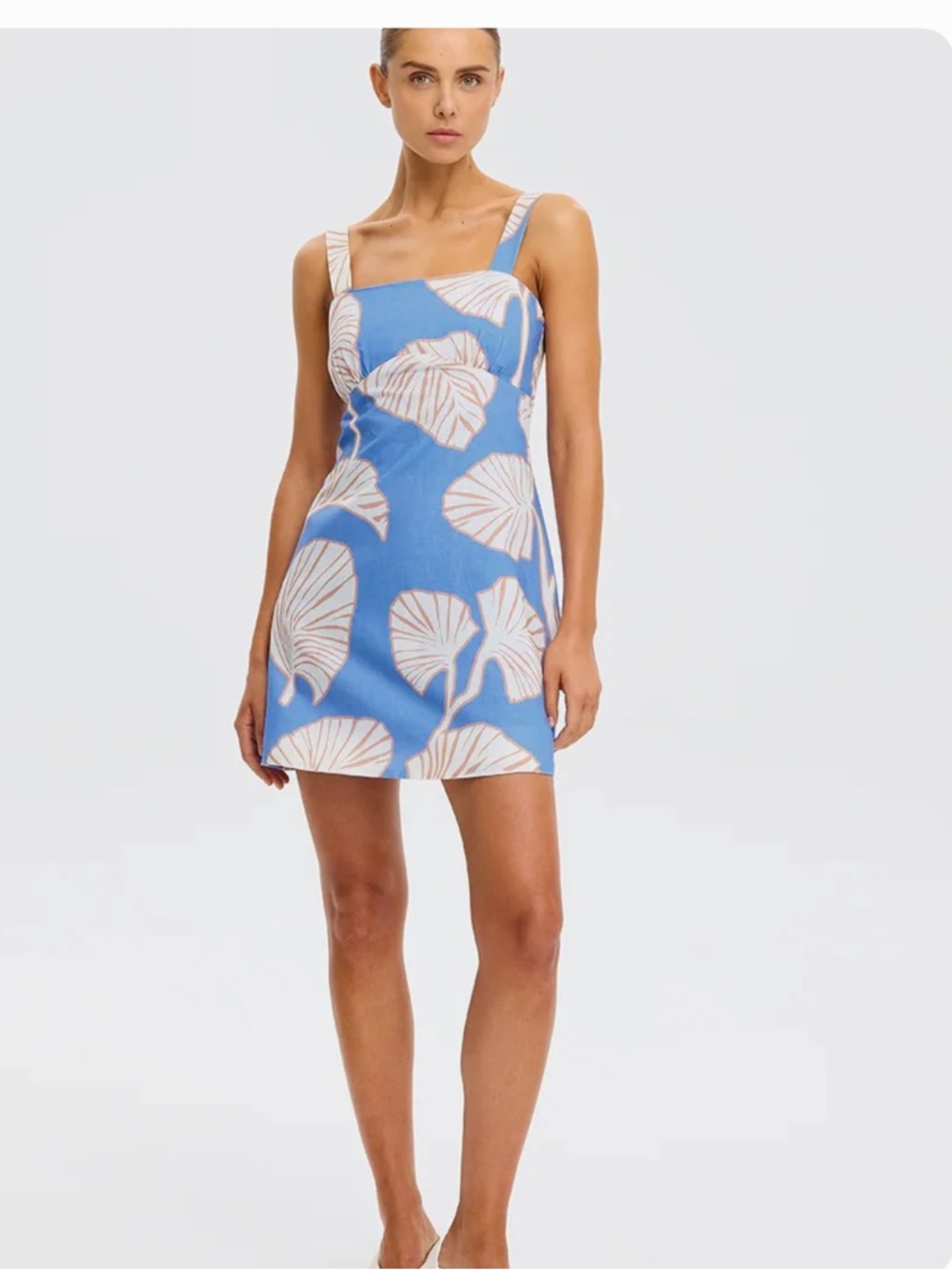 Kivari Blue & Cream Square-Neck Mini Dress NWT Size Small